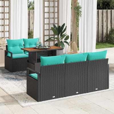vidaXL - Tuinbank - Set - 6 - st - 5-Aantal - zitplaatsen - Zwart - en - blauw