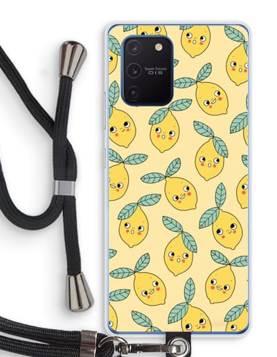 Case Company® - Hoesje met koord geschikt voor Samsung Galaxy Note 10 Lite hoesje met Koord - Citroenen - Telefoonhoesje met Zwart Koord - Bescherming aan alle Kanten en Over de Schermrand