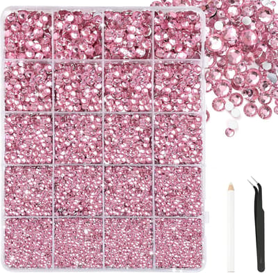 28000 stuks lichtroze strass steentjes 2-6 mm Bedazzling Crystal Flatback Steentjes met pincet voor doe-het-zelf ambachten schoenen kleding bril nail art