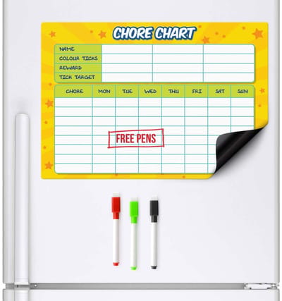 Dailygoods- Koelkastbord Magnetisch A3 - Weekplanner - Droog afwisbaar - Gezinstaakplanner - 8 Taken - 3 Gezinsleden - Flexibel magneetvel