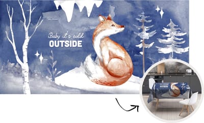 Tafelkleed - Tafellaken - 300x150 cm - Vos - Winter - Sneeuw - Binnen en Buiten