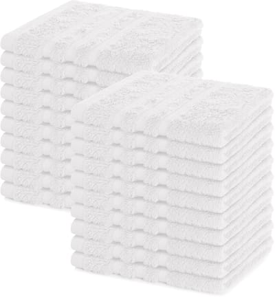 Lavea® Set van 20 gastendoekjes 30x30 cm – 100% katoen – Zacht en absorberend – Ideaál als washandje, gastendoekje of handdoek voor dagelijks gebruik – Wit