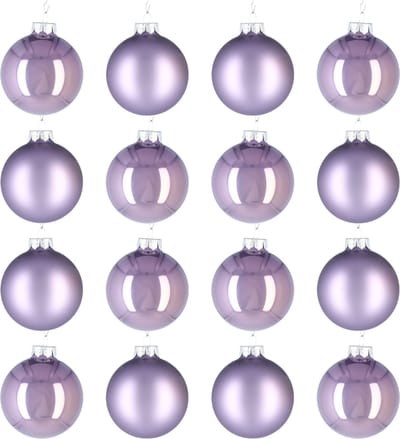 Glazen kerstballen - Set van 16 stuks/80mm - Luxe kerst decoratie - Sfeervolle kerstversiering voor in de kerstboom - Glas - Frosted Lilac - Donkerpaars
