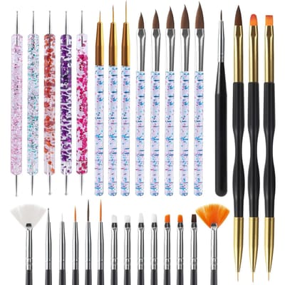 31 stuks Kleur Verf Pen Set Nail Art Rij Pen Lichttherapie Pen Kristal Pen Schilderen Stippen Boren Nagel veelkleurig