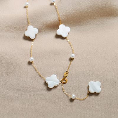 Moeder-van-Parel Klavertje-Vier Sieradenset-armband