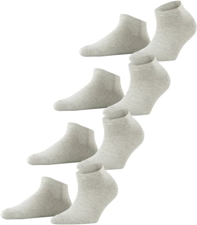 Esprit Solid 4P kort eenkleurig katoen multipack sneakersokken enkelsokken dames grijs - maat 36-41