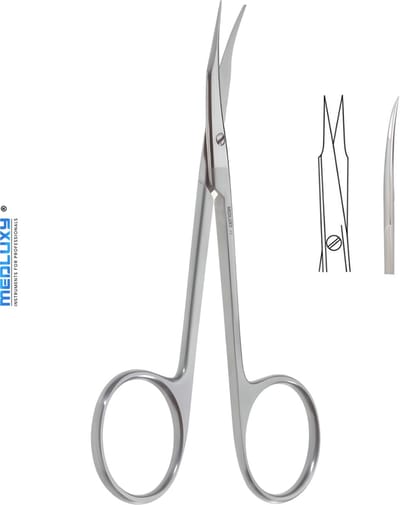 Medluxy - Weefselschaar Stevens - Gebogen schaarbladen - Scherp / Scherp punt - 11 cm - EHBO Verpleegkunde Verbandschaar - Nagelriemschaar Wenkbrauwschaar - tenotomie