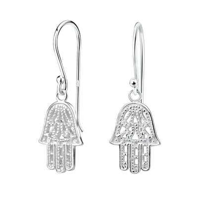 Joy|S - Zilveren Hamsa bedel oorbellen - oorhangers