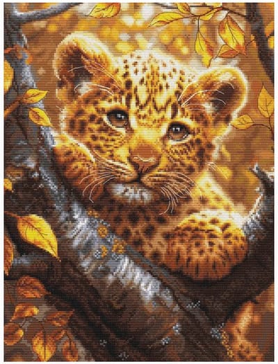 Borduurpakket Luca-S - Leopard cub at sunrise -Luipaard welp tijdens zonsopgang - BU5068