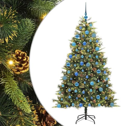 vidaXL - Kunstmatige - Scharnierende - Kerstboom - met - Kegels - Groen - 180 - cm