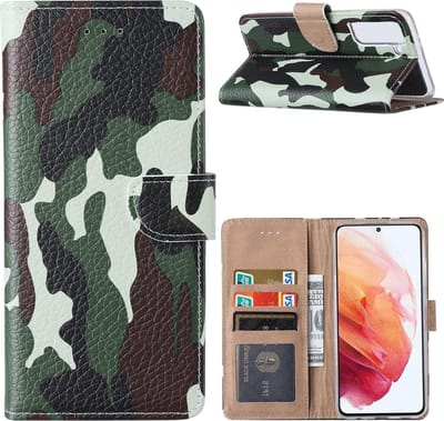 Hoesje Geschikt Voor Samsung Galaxy S21 Hoesje Camouflage Legerprint - Hoesje Geschikt Voor Samsung Galaxy S21 5G Boekcase / Portemonnee Hoesje - Camouflage Legerprint hoesje Hoesje Geschikt Voor Samsung Galaxy S21 5G