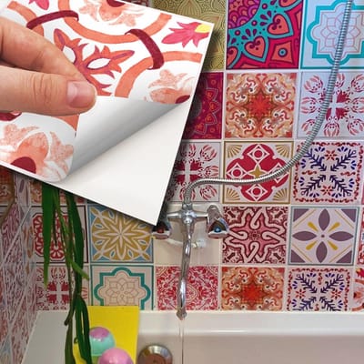 Zelfklevende Tegelstickers voor Waterbestendige Decoratie - Meerkleurige Mandala's Mix (72 Stuks, 15 cm)