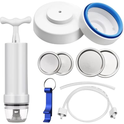 Mason Jar Vacuümsealer Vacuümsealkit met Slang Potopener Handmatige Vacuümpomp voor Wijd Normaal With vacuum pump and lid veelkleurig
