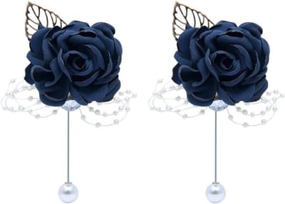 Bruiloft Benodigdheden - Corsages Pols - Feestelijke Decoratie - Handgemaakt Satijn - 2 Stuks - Donkerblauw