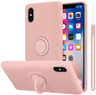 Cadorabo Hoesje geschikt voor Apple iPhone X / XS in LIQUID ROZE - Beschermhoes van flexibel TPU silicone Case Cover met ring