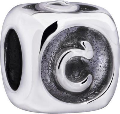 Quiges - 925 - Zilveren - Bedels -Sterling zilver - Beads - Alfabet Letter C Kraal Charm - Geschikt – voor - alle bekende merken - Armband Z426