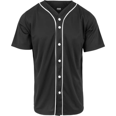 Urban Classics Heren Mesh Baseball Jersey (Zwart/Wit)