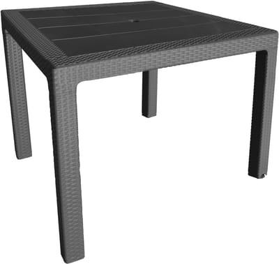 Rotan Tafel - Tuinmeubel - Buiten Zitten - Glasvezel Versterkt - 80x72cm - Antraciet
