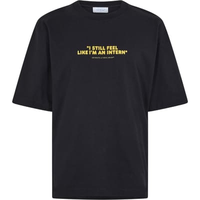 Off White T-shirt voor heren met de tekst 'Feel Like An Intern' (Zwart)