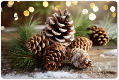 Placemats 45x30 cm - Placemat kunststof - 1 stuk - Dennenappels - Kerstsfeer - Bruin - Groen - Borden onderleggers - Decoratie voor op tafel - Keuken tafeldecoratie accessoires - Vinyl onderlegger - Tafelversiering