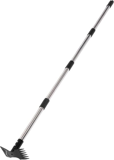 Onkruidsteker met tanden - Tuin hark - Onkruid verwijderen - Verstelbare lengte - 40-152 cm - Zilverkleurig