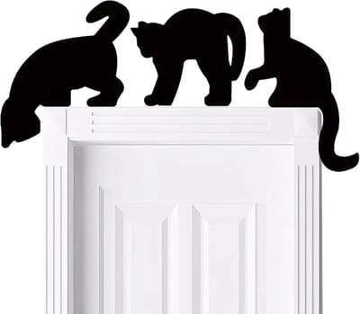Kattendeurkozijn - Deurkozijn decoratie - Huis versieren - Massief houten ontwerp - 3 stuks - Zwart