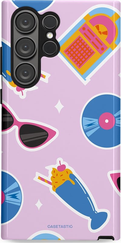 Casetastic Hoesje Geschikt voor Samsung S23 Ultra - Stijlvolle Beschermende Duo-layer Case - Jukebox vibes