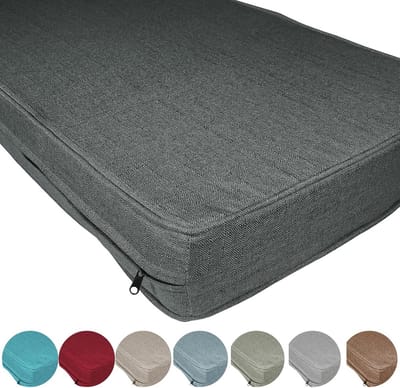 Luxe Linnen Kussenhoes 100x100x3 cm - Middelharde Vulling - Geschikt voor Binnen & Buiten - Donkergrijs
