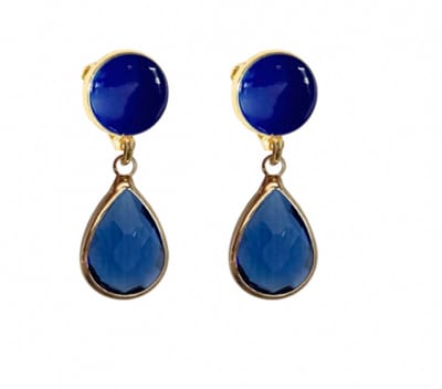 Clip oorbellen -Tulsa -blauw -goudkleurig- lang- Geen gaatje- Charme Bijoux