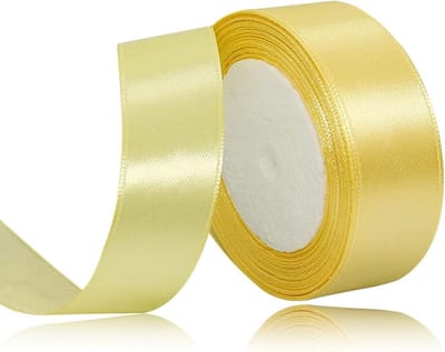 Lichte Gele Satijnen Decoratielint van 4 cm voor Bruiloften, Doopfeesten en Verjaardagsgeschenken, 22.8 meter Lang, Perfect voor Cadeauverpakking en Creatieve Projecten