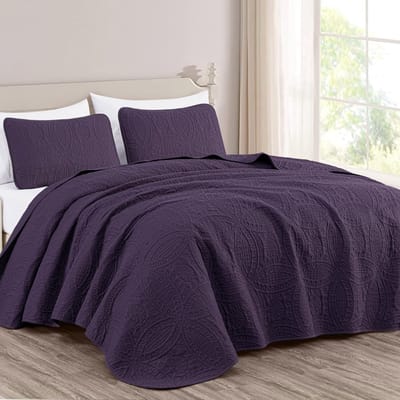 Collection Austin 3-delige extra grote spreiset, kingsize, paars