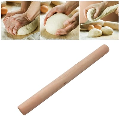 Dailygoods- Deegroller 21 cm - Houten Deegroller - Antiaanbaklaag - Stabiel en Comfortabel - Geschikt voor Taart - Hoogwaardig Beukenhout - Fondantroller