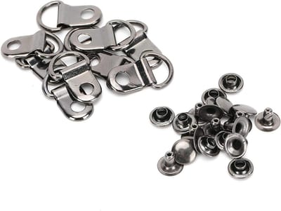 100 Sets Laarzenhaak met Ringen en Nieten, D-ring Eyelet Buckle voor Schoenen en Tassen, DIY Rivet Tool Zwart 9x14mm
