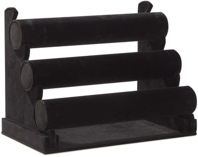 MTTProducts - 3 Layer Jewelry Display Stand - Sieradenhouder - Zwart Velvet - Organiseren - Perfect voor Vrouwen - 12 x 9 x 7 Inch