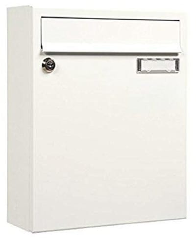 Brievenbus Sonate 133 wit met naamplaatje - Gecoat staal, 33 x 26 x 100 cm