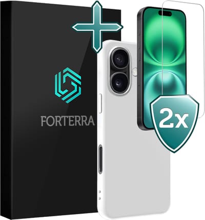 Hoesje Met 2x Screenprotector - Geschikt voor Apple iPhone 16 - Sterk & Shockproof - Telefoon Hoes - Back Cover - Siliconen Case - Wit