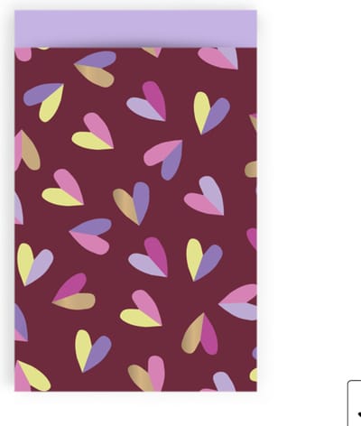 Cadeauzakjes voor kinderen en volwassenen- Leuk zakje met hartjes- In rode, roze en lila tinten- Ook leuk als traktatiezakje- 10 stuks- 12x19 cm