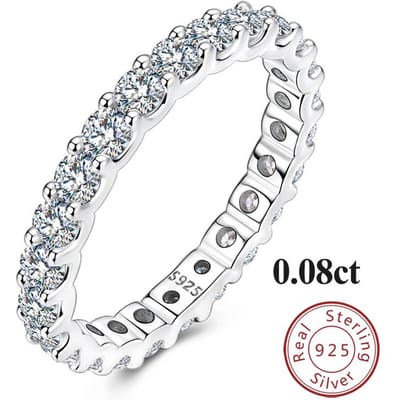 Design de Bague en Moissanite Pour Femmes Cuivre Véritable Authentique Anneau Brillant Intemporel Ensemble Complet Anneaux de Mariage Fiançailles Anneaux de Alliance de Mariée Création de Bijoux 9 white