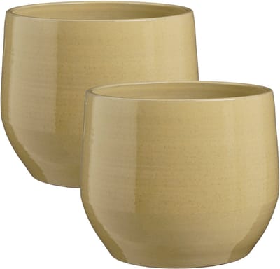 Mica Decorations bloempot / plantenpot Venice - 2x - beige - terracotta - D38 x H32 cm - effen