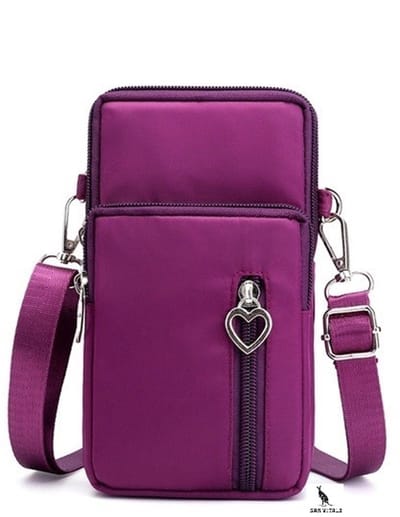San Vitale® - Casual telefoon tas - Schoudertasje - Telefoontasje - Heuptas - Wandel/Sport/Mobiele Telefoon/Smartphone - Aubergine