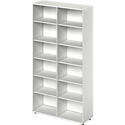 Schäfer Shop Genius open kast TETRIS WOOD, 6 OH, hoogte incl. glijders, tussenschot midden, B 1200 mm, lichtgrijs