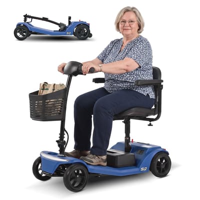 Sweetrich Scootmobiel - Elektrische Scootmobiel - 20 km Actieradius - 4 wielen - Opvouwbaar - 150 kg Draagkracht - Blauw