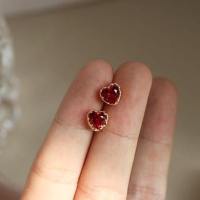 925 Sterling Zilver Rode Hart Oorknopjes Voor Dames Luxe Temperament Bruiloft Feest Sieraden Accessoires Vriendin Cadeau