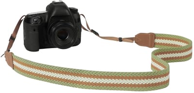 Allecto - Camera Strap - Verstelbare Schouderriem - Comfortabel en Duurzaam - Groen en Bruin en Beige - Universele Camera Strap - Geschikt voor Dig...