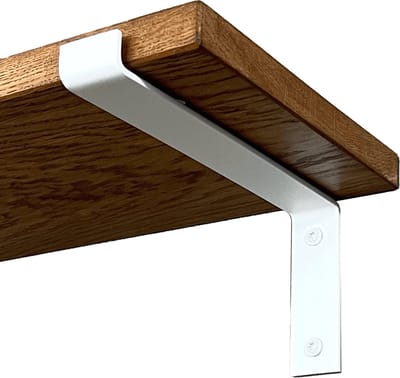 GoudmetHout® Wandplank Industrieel - 180 x 25 cm Muurplank - Donker Eiken Hout - Decoratie Wandrek & Boekenrek - Hangplank Keuken - Wall Shelf + 2 Mat Witte Plankdragers van Staal