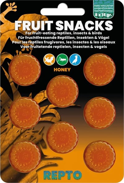 Repto Fruit snacks mix 8x15 g gelcups voor reptielen, vogels en insecten Honing