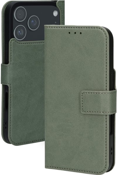 Mobiparts hoesje geschikt voor Apple iPhone 17 Pro Max Apple iPhone 18 Pro Max - Wallet/Boekhoesje - Eco Leer - Magneet Sluiting - Opberg vakken - Groen