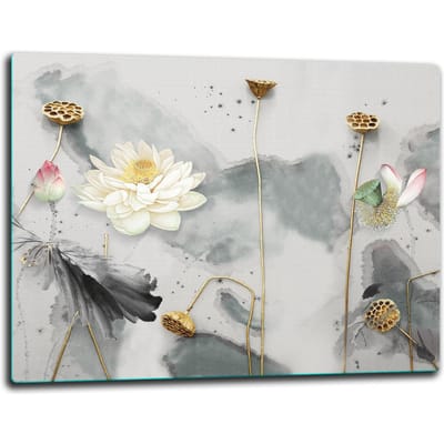 TMK ArtDeko - Snijplank Glas - 52x40cm - Bloemen - Inductie Bescherming