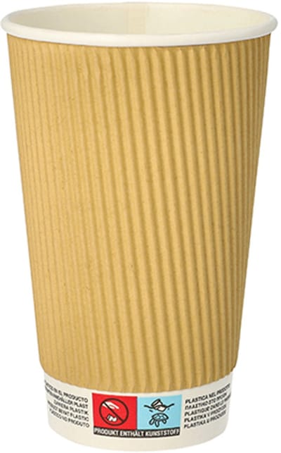 PAPSTAR Drinkbekers, Karton 0,4 l Ø 9 cm · 13,7 cm Ripple Wall - 500 Stuks (20x25)