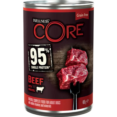 6x400g Rind & Brokkoli Wellness Core Adult 95% Single Protein Hundenassfutter